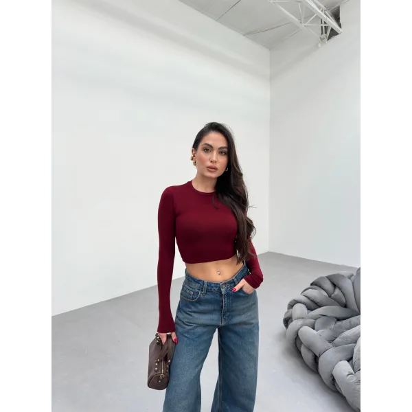 FESTA BORDO UZUN KOLLU CROP BLUZ