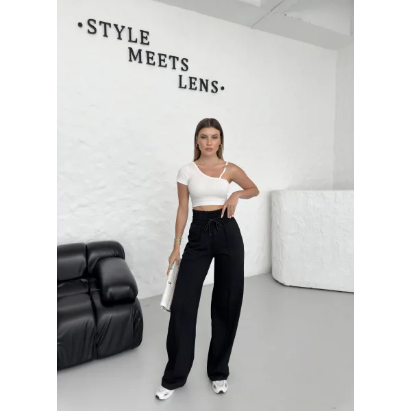 GEMA SİYAH GENİŞ KEMER 2 İPLİK ÇIMALI EŞOFMAN ALTI