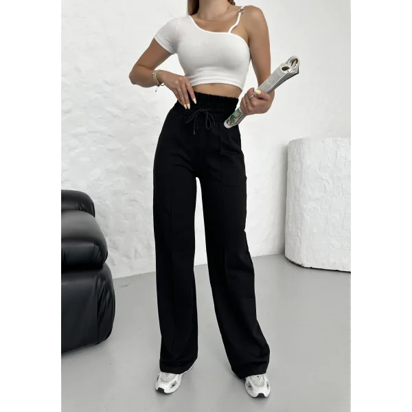 GEMA SİYAH GENİŞ KEMER 2 İPLİK ÇIMALI EŞOFMAN ALTI