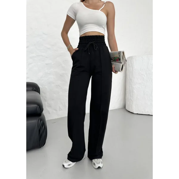 GEMA SİYAH GENİŞ KEMER 2 İPLİK ÇIMALI EŞOFMAN ALTI