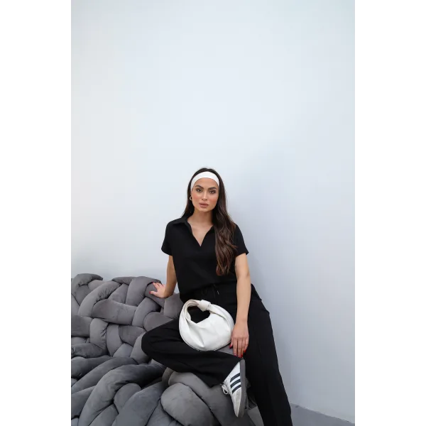 HALE SİYAH MODAL POLO YAKA TAKIM