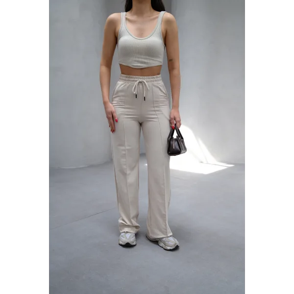 LUMİ BEJ 2 İPLİK ÇIMALI EŞOFMAN ALTI