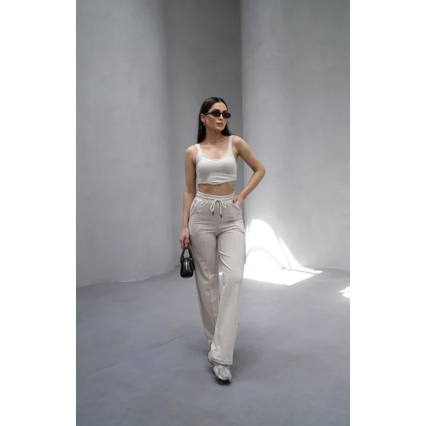 LUMİ BEJ 2 İPLİK ÇIMALI EŞOFMAN ALTI