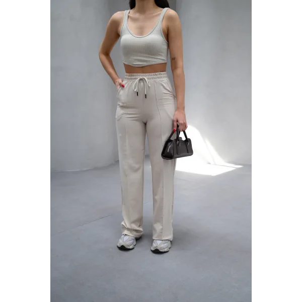 LUMİ BEJ 2 İPLİK ÇIMALI EŞOFMAN ALTI