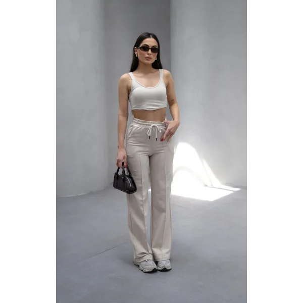 LUMİ BEJ 2 İPLİK ÇIMALI EŞOFMAN ALTI