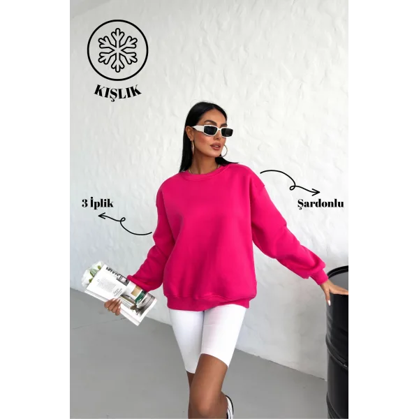 LUNA FUŞYA 3 İPLİK POLARLI SWEATSHIRT