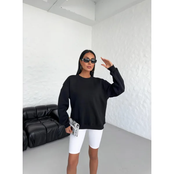 LUNA SİYAH 3 İPLİK POLARLI SWEATSHIRT