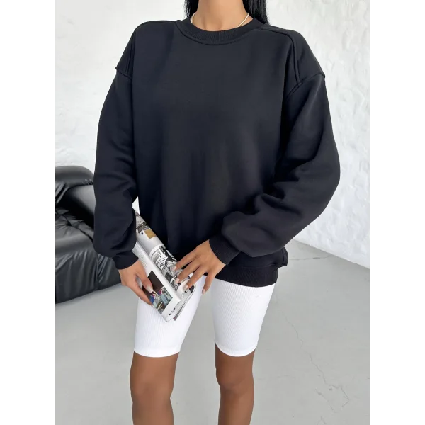 LUNA SİYAH 3 İPLİK POLARLI SWEATSHIRT