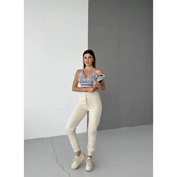 LUNERA BEJ 3 İPLİK POLARLI JOGGER EŞOFMAN ALTI