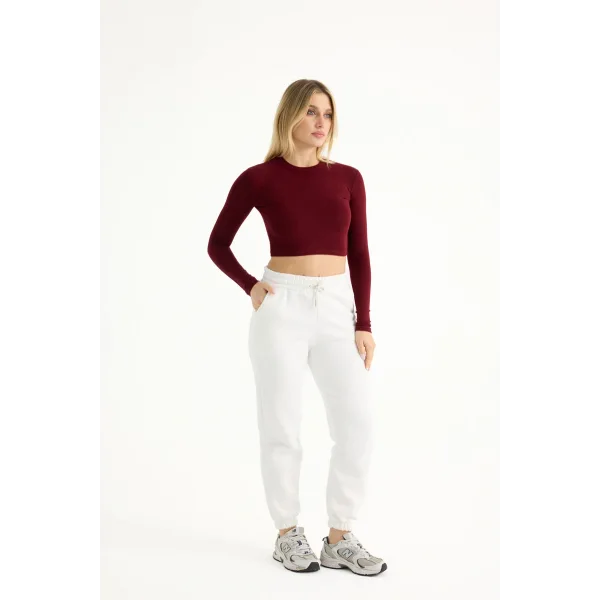 LUNERA BEYAZ 3 İPLİK KIŞLIK JOGGER EŞOFMAN ALTI