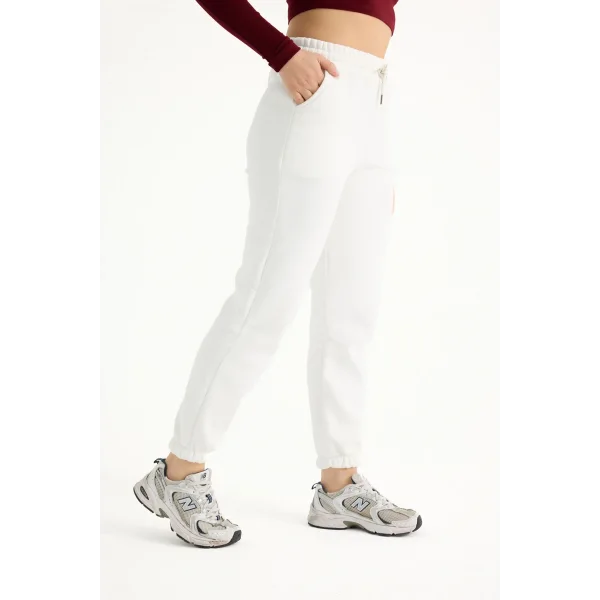 LUNERA BEYAZ 3 İPLİK KIŞLIK JOGGER EŞOFMAN ALTI
