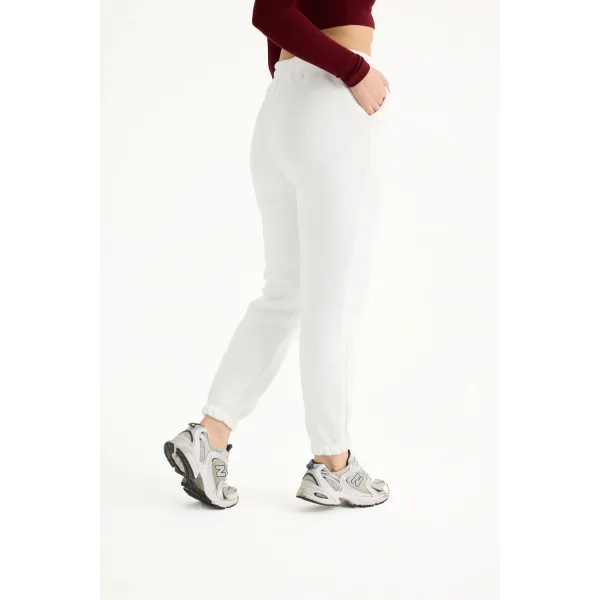 LUNERA BEYAZ 3 İPLİK KIŞLIK JOGGER EŞOFMAN ALTI