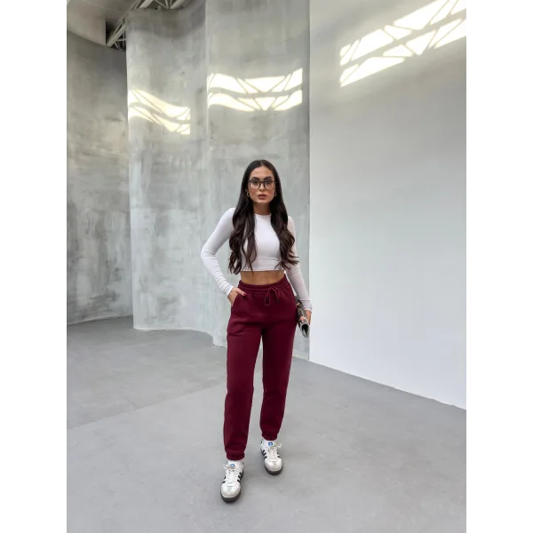 LUNERA BORDO 3 İPLİK KIŞLIK JOGGER EŞOFMAN ALTI