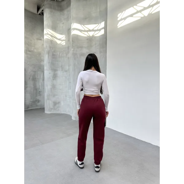 LUNERA BORDO 3 İPLİK KIŞLIK JOGGER EŞOFMAN ALTI