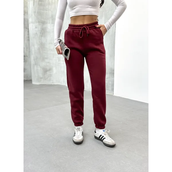 LUNERA BORDO 3 İPLİK KIŞLIK JOGGER EŞOFMAN ALTI