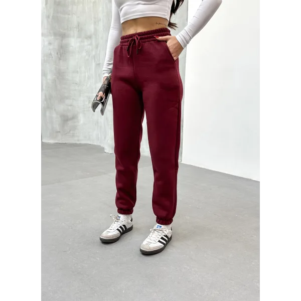 LUNERA BORDO 3 İPLİK KIŞLIK JOGGER EŞOFMAN ALTI