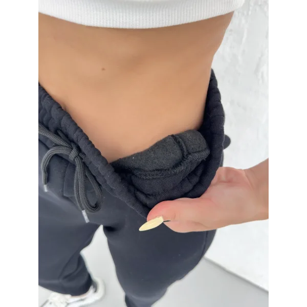 LUNERA SİYAH 3 İPLİK KIŞLIK JOGGER EŞOFMAN ALTI