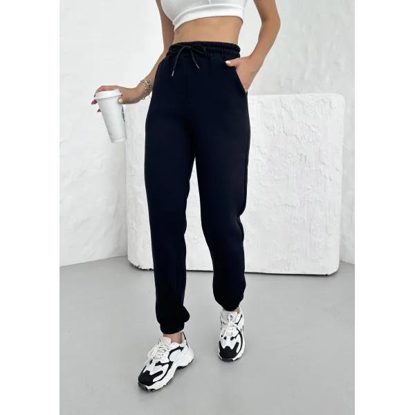 LUNERA SİYAH 3 İPLİK KIŞLIK JOGGER EŞOFMAN ALTI