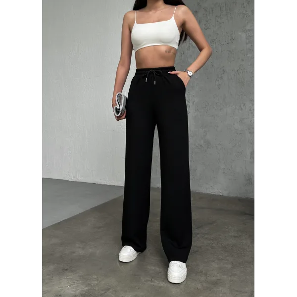 MARİSOL SİYAH MODAL BOL PAÇA EŞOFMAN ALTI