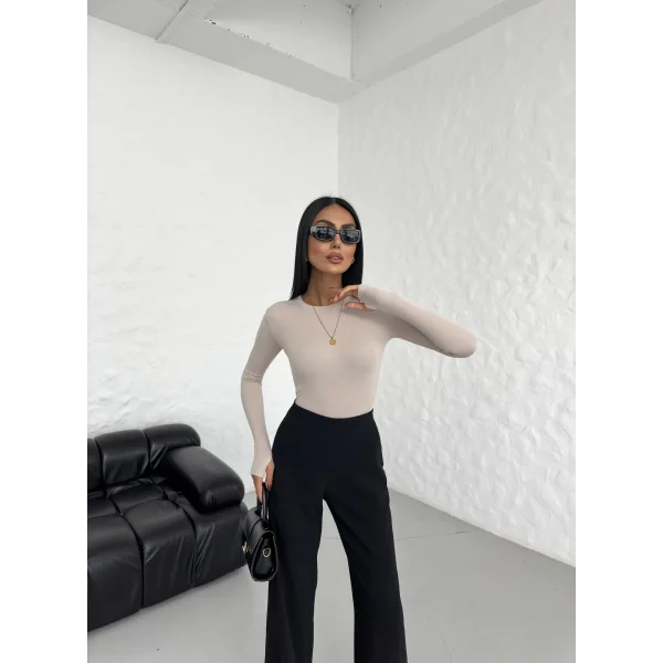 MORA BEJ PARMAK DETAYLI BLUZ