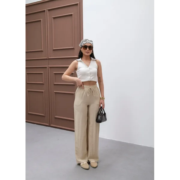 NEPAL BEJ KETEN YAZLIK PANTOLON