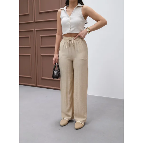 NEPAL BEJ KETEN YAZLIK PANTOLON