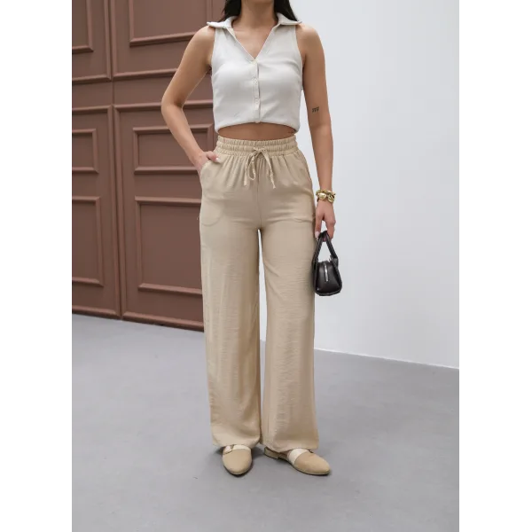 NEPAL BEJ KETEN YAZLIK PANTOLON