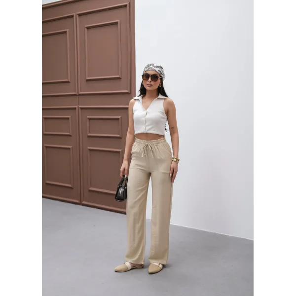 NEPAL BEJ KETEN YAZLIK PANTOLON