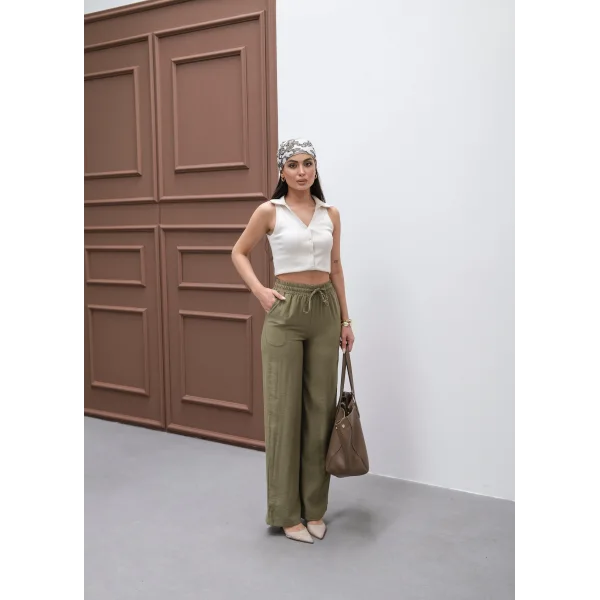 NEPAL HAKİ KETEN YAZLIK PANTOLON