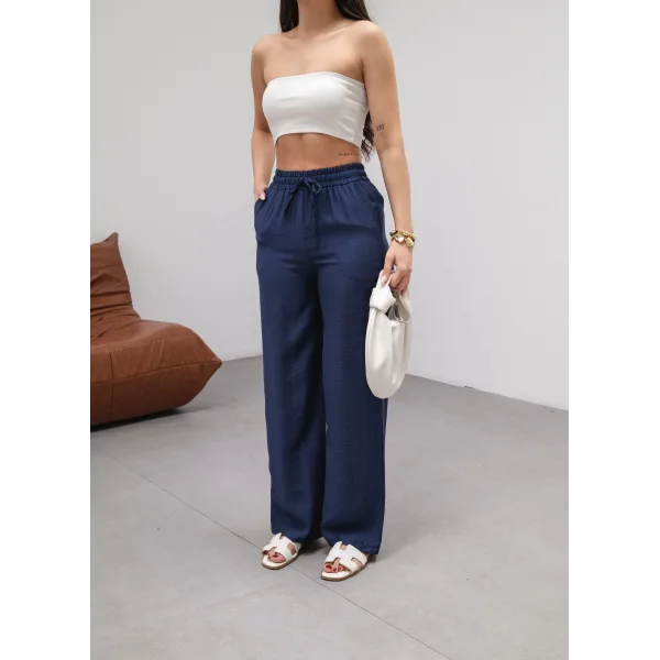 NEPAL LACİVERT KETEN YAZLIK PANTOLON