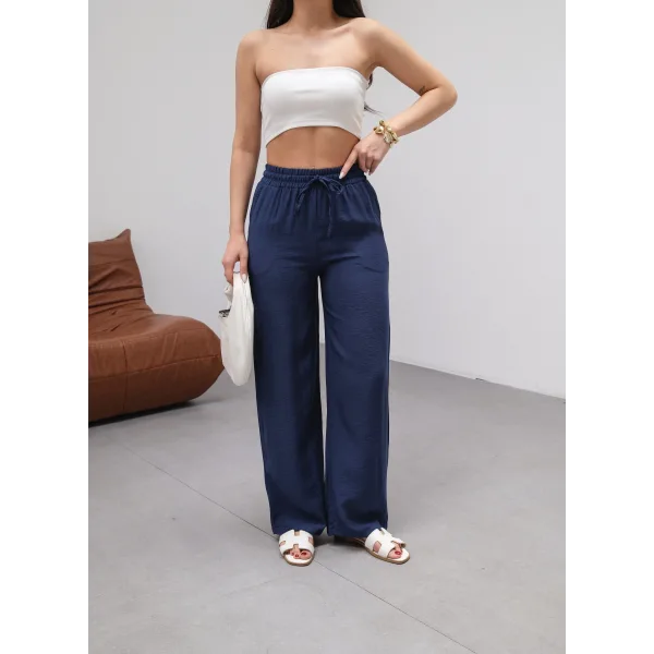 NEPAL LACİVERT KETEN YAZLIK PANTOLON