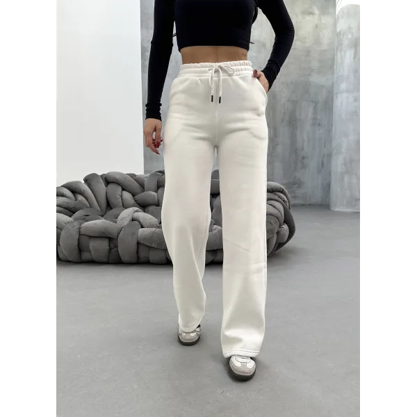 SORANE BEYAZ 3 İPLİK KIŞLIK POLARLI EŞOFMAN ALTI