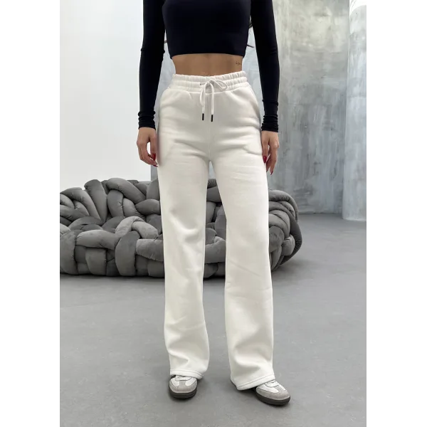 SORANE BEYAZ 3 İPLİK KIŞLIK POLARLI EŞOFMAN ALTI