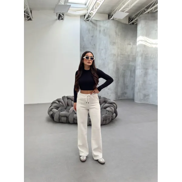 SORANE BEYAZ 3 İPLİK KIŞLIK POLARLI EŞOFMAN ALTI