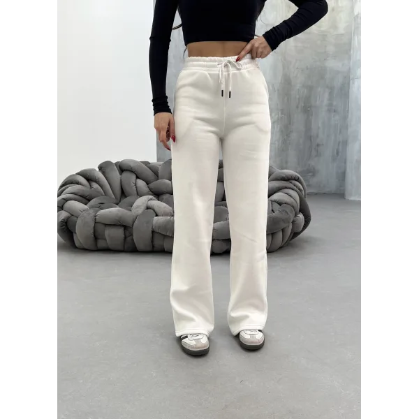 SORANE BEYAZ 3 İPLİK KIŞLIK POLARLI EŞOFMAN ALTI