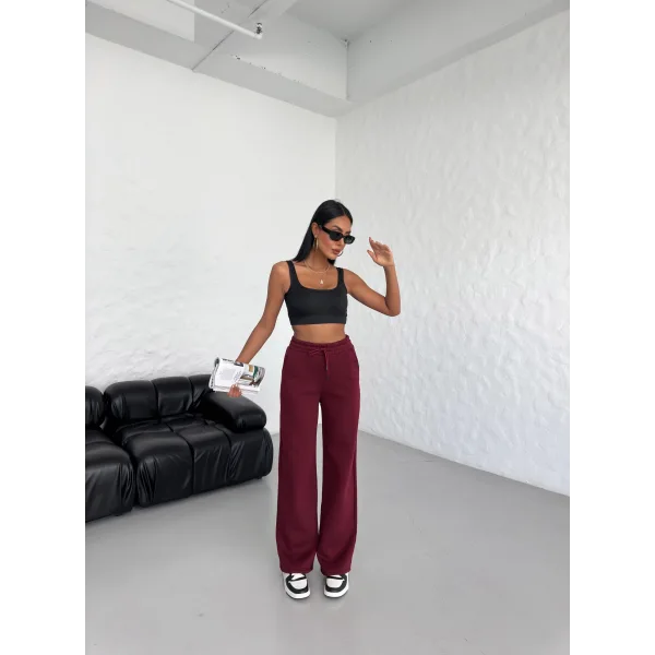 SORANE BORDO 3 İPLİK KIŞLIK POLARLI EŞOFMAN ALTI