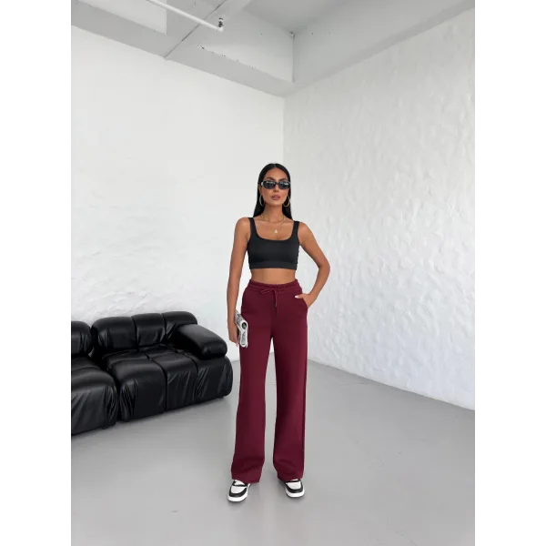 SORANE BORDO 3 İPLİK KIŞLIK POLARLI EŞOFMAN ALTI