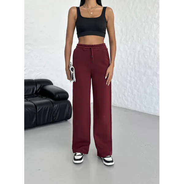 SORANE BORDO 3 İPLİK KIŞLIK POLARLI EŞOFMAN ALTI