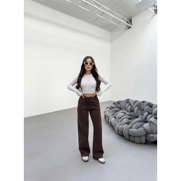 SORANE KAHVERENGİ 3 İPLİK KIŞLIK POLARLI EŞOFMAN ALTI