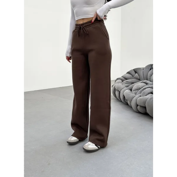 SORANE KAHVERENGİ 3 İPLİK KIŞLIK POLARLI EŞOFMAN ALTI