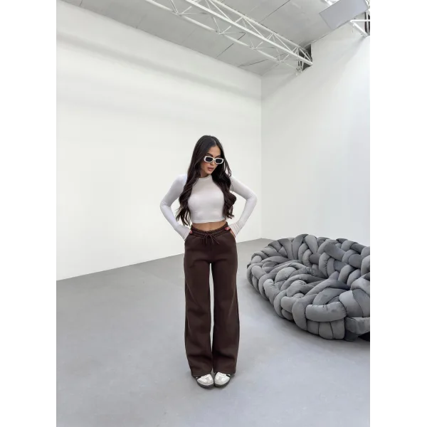 SORANE KAHVERENGİ 3 İPLİK KIŞLIK POLARLI EŞOFMAN ALTI