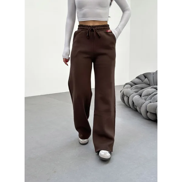 SORANE KAHVERENGİ 3 İPLİK KIŞLIK POLARLI EŞOFMAN ALTI