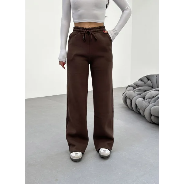 SORANE KAHVERENGİ 3 İPLİK KIŞLIK POLARLI EŞOFMAN ALTI