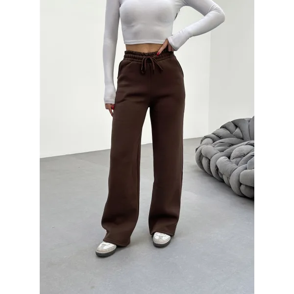 SORANE KAHVERENGİ 3 İPLİK KIŞLIK POLARLI EŞOFMAN ALTI