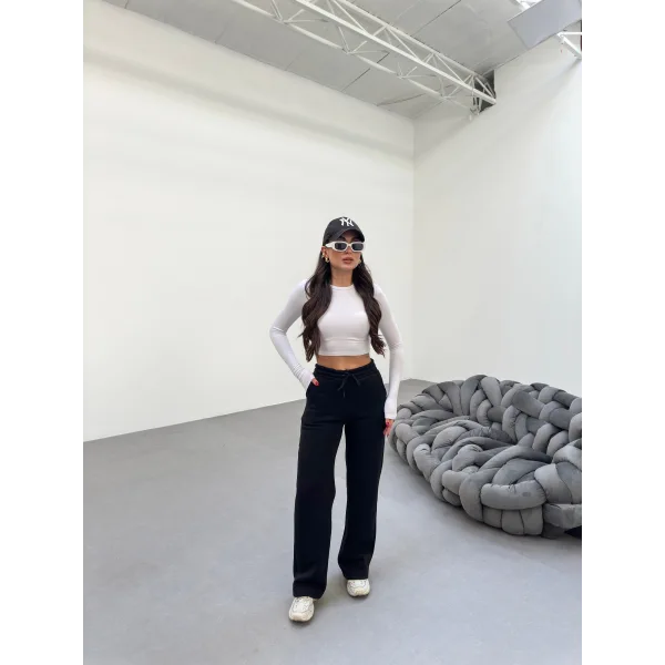 SORANE SİYAH 3 İPLİK KIŞLIK POLARLI EŞOFMAN ALTI