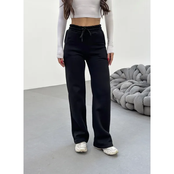 SORANE SİYAH 3 İPLİK KIŞLIK POLARLI EŞOFMAN ALTI