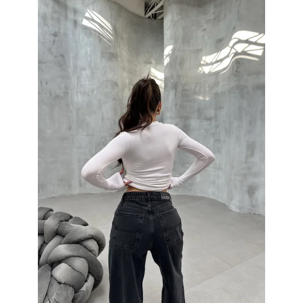 VERİTE BEYAZ PAMUKLU UZUN KOLLU BLUZ