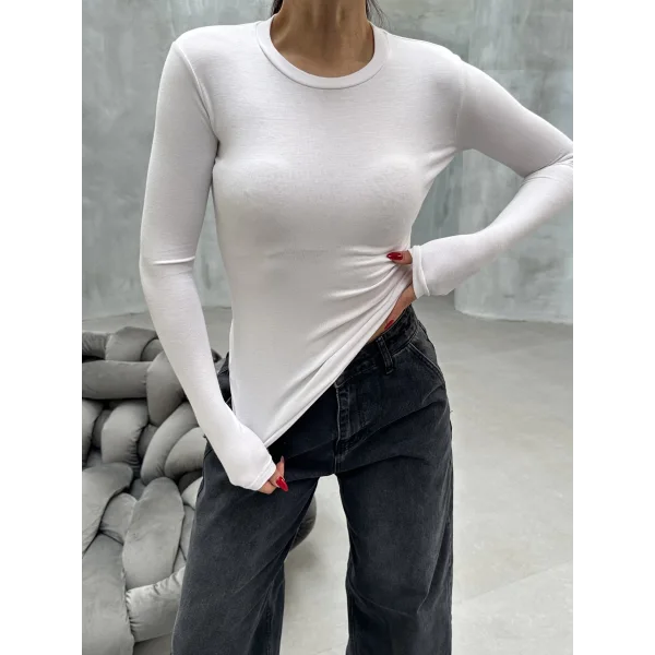 VERİTE BEYAZ PAMUKLU UZUN KOLLU BLUZ