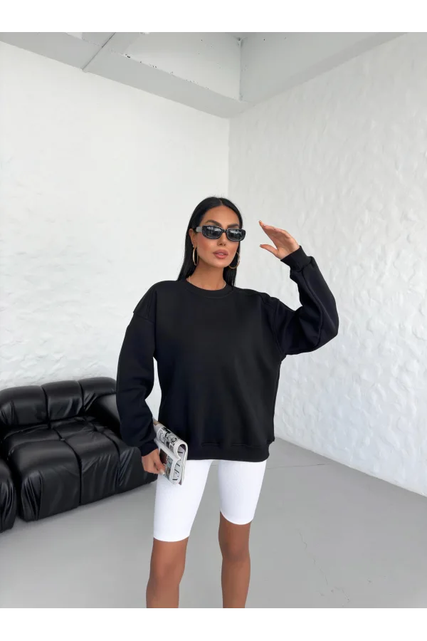 LUNA SİYAH 3 İPLİK POLARLI SWEATSHIRT