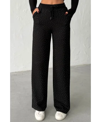 KADIN VİVA SİYAH TAŞLI MODAL EŞOFMAN